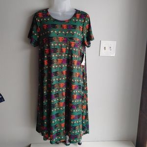 LuLaRoe Carly High-Low Swing Dress with Chest Pocket